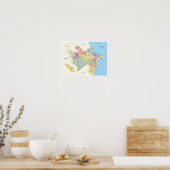 Detailed Map of Azerbaijan Regions Poster (Keuken)