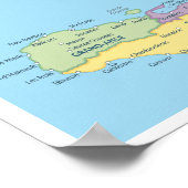 Detailed Map of Haiti Regions Poster (Hoek)