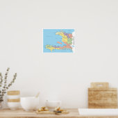Detailed Map of Haiti Regions Poster (Keuken)