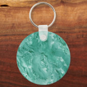 Detailed Swirling Marble-Like in Teal Green Sleutelhanger (Voorkant)