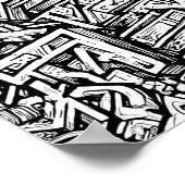 Detailed Urban Coloring Page: Graffiti Glyph Grid Poster (Hoek)