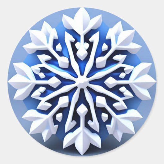 Detailed White Snowflake Design Ronde Sticker (Voorkant)