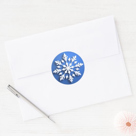 Detailed White Snowflake Design Ronde Sticker (Envelop)