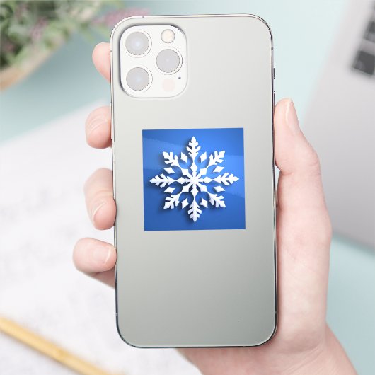 Detailed White Snowflake Design Sticker (Telefoon)