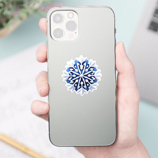 Detailed White Snowflake Design Sticker (Telefoon)
