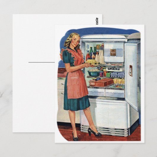  detailhandel, 50s keuken, volledige koelkast briefkaart (Voorkant / Achterkant)