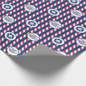 Detailhandel Bedrijf 4 juli Gestreept Logo Tekst Cadeaupapier (Hoek)