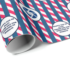 Detailhandel Bedrijf 4 juli Gestreept Logo Tekst Cadeaupapier