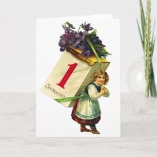  detailhandel, vrolijk nieuwjaarsmeisje feestdagen kaart