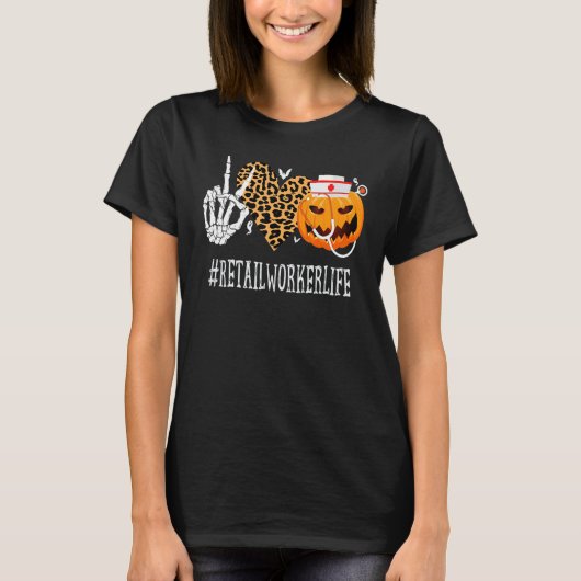 Detailhandelaar Pumpkin Funny Halloween L T-shirt (Voorkant)