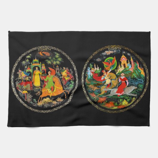 detailhandelaar Russische feiale fantasy kleurig Theedoek (Horizontaal)