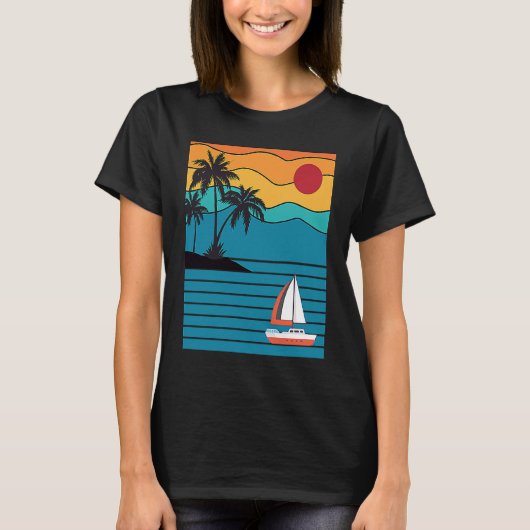  detailhandelboot 80s 70s Stijlzeilboot T-shirt (Voorkant)