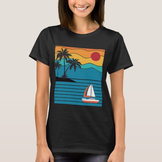  detailhandelboot 80s 70s Stijlzeilboot T-shirt (Voorkant)