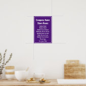 Detailhandelsjabloon Konings Paars Openingstijden Poster (Keuken)