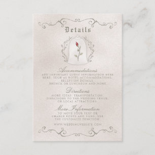 DETAILKAART   Elegant Red Rose of Beauty Wedding Informatiekaartje