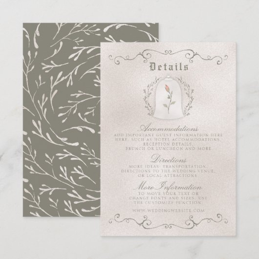 DETAILKAART | Elegant Roos Beauty Wedding Informatiekaartje (Voorkant / Achterkant)