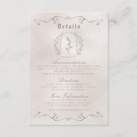 DETAILKAART | Elegant Roos Beauty Wedding Informatiekaartje (Voorkant)