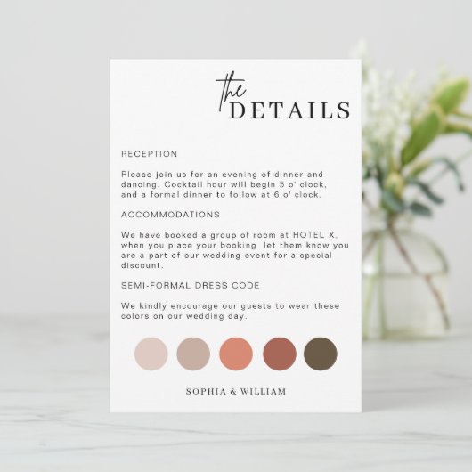 Detailkaart Trouwkleding, Kleurenpalet Details Kaart (Staand voorkant)