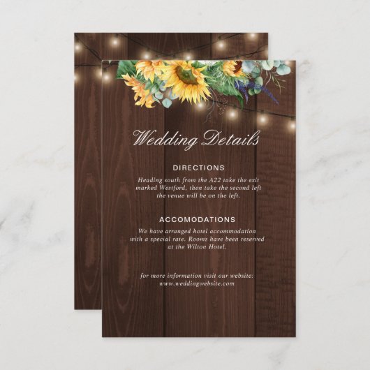 detailkaart voor de rustige zonnebloempitten informatiekaartje (Voorkant / Achterkant)