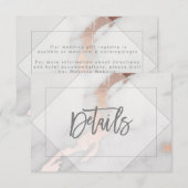 DETAILKAART VOOR ROOS EN MARBLE GOLD WEDDING INFORMATIEKAARTJE (Voorkant / Achterkant)