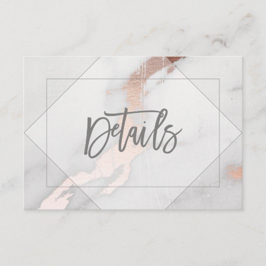 DETAILKAART VOOR ROOS EN MARBLE GOLD WEDDING INFORMATIEKAARTJE (Voorkant)