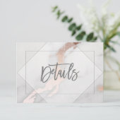 DETAILKAART VOOR ROOS EN MARBLE GOLD WEDDING INFORMATIEKAARTJE (Staand voorkant)