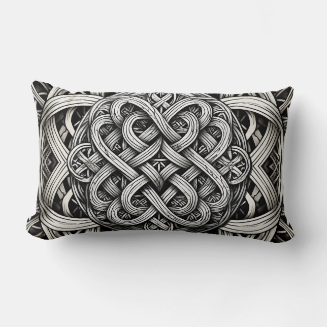 Detaillierte Schwarz-Weißer keltischer Knoten 0001 Kussen (Voorkant)