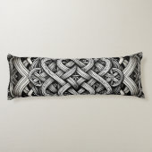 Detaillierte Schwarz-Weißer keltischer Knoten 0001 Lichaamskussen (Achterkant)