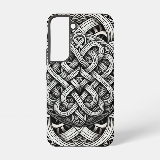 Detaillierte Schwarz-Weißer keltischer Knoten 0001 Samsung Galaxy Hoesje (Achterkant)