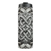 Detaillierte Schwarz-Weißer keltischer Knoten 0001 Thermosbeker (Voorkant)