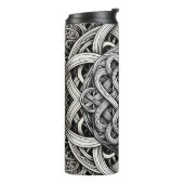 Detaillierte Schwarz-Weißer keltischer Knoten 0001 Thermosbeker (Gedraaid links)