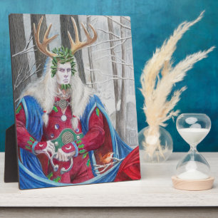 Detailportret van Cernunnos als de Hulstkoning Fotoplaat