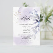 Details 2 Elegant Paarse Waterverf Blad Kaart (Staand voorkant)