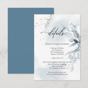 Details 2 Elegant Stof Blauw Waterverf Loof Kaart