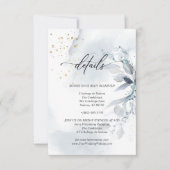 Details 2 Elegant Stofblauw Waterverf Blad Kaart (Voorkant)