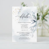 Details 2 Elegant Stofblauw Waterverf Blad Kaart (Staand voorkant)