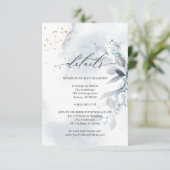 Details 3 Elegant Dusty Blue Waterverf Foliage Kaart (Staand voorkant)