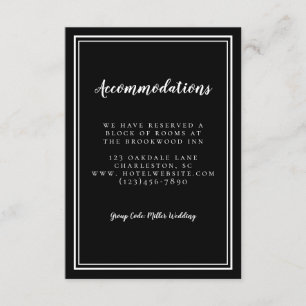 Details Accommodations Simple Black White Wedding Informatiekaartje