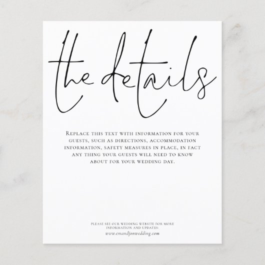 Details begrotingsbruiloft elegante scriptbehuizin (Voorkant)