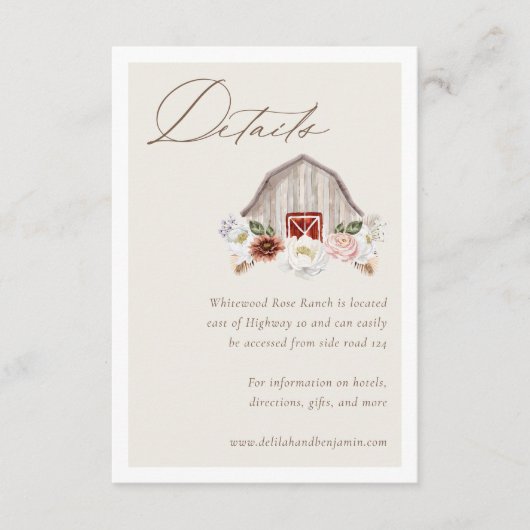 Details Bloemen Boerderij Schuur Western Land Brui Informatiekaartje (Voorkant)