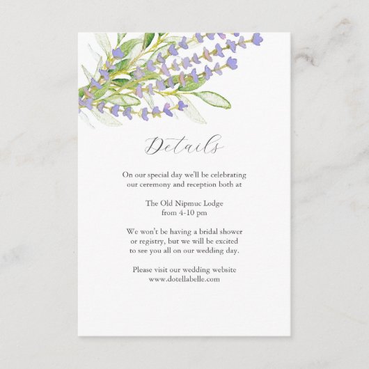 Details Bruiloft Behuizing Kaart Waterverf Lavende (Voorkant)