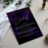 Details bruiloft donkerdonkerPaars Magical Gold Bl Informatiekaartje