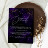 Details bruiloft donkerdonkerPaars Magical Gold Bl Informatiekaartje