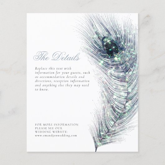 Details BUDGET Peacock Feather bruiloft Enclosure (Voorkant)