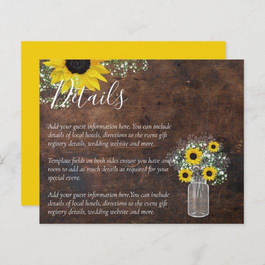 Details BUDGET Rustige Sunflower Wedding Enclosure (Voorkant / Achterkant)