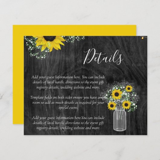 Details BUDGET Rustige Sunflower Wedding Enclosure (Voorkant / Achterkant)