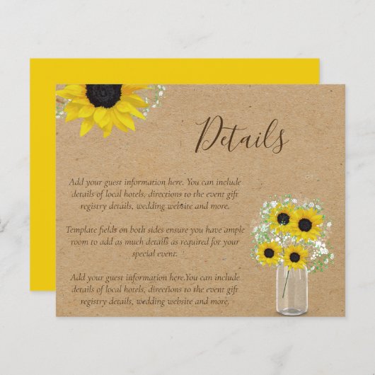 Details BUDGET Rustige Sunflower Wedding Enclosure (Voorkant / Achterkant)