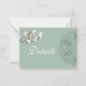 Details BUDGET Sage Green Chinoiserie Chic Weddens Notitiekaartje (Voorkant)