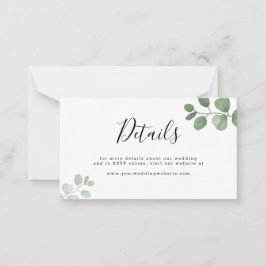 Details BUDGET Sage Green Eucalyptus Weddenschap Notitiekaartje