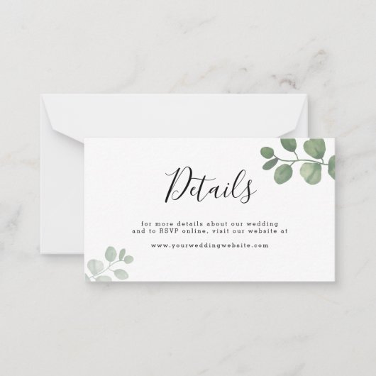 Details BUDGET Sage Green Eucalyptus Weddenschap Notitiekaartje (Voorkant)